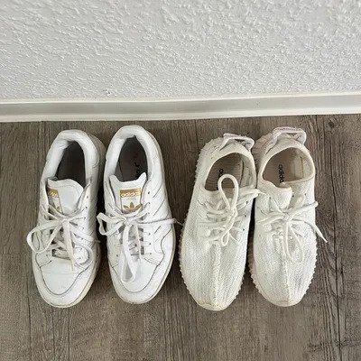 Adidas weiße Damenschuhe sneaker Links Größe 37 1/3 Rechts Größe 36