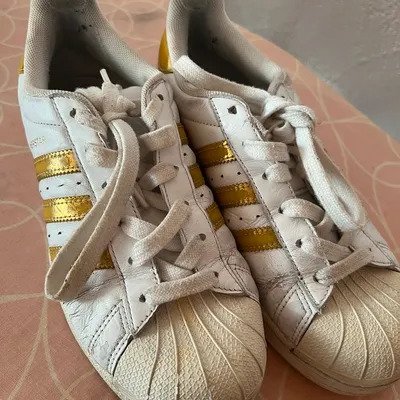 Damen Sneakers Adidas Superstar weiß und Gold Gr. 38